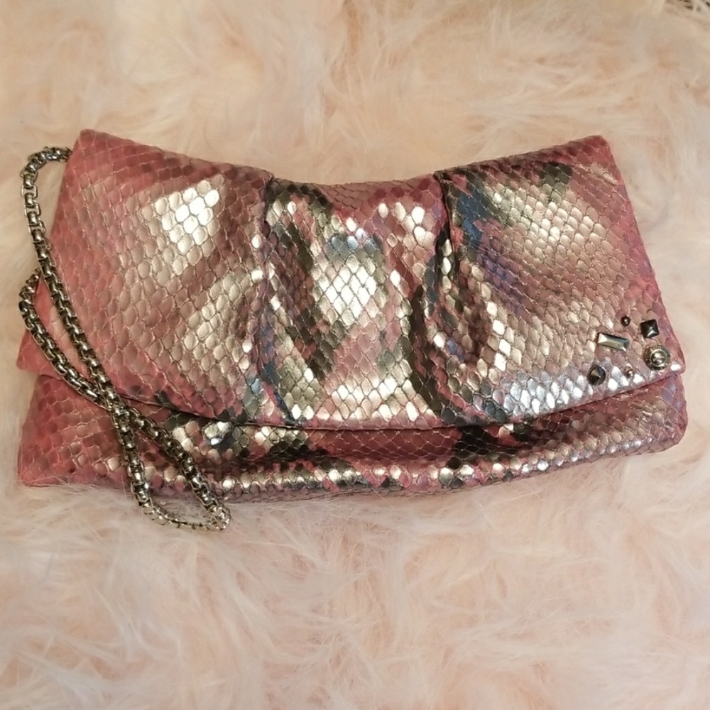 Henri Bendel Snake Skin Clutch Purse New